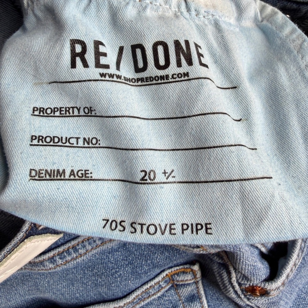 RE/DONE 70s Stove Pipe High Rise Straight Leg Jeans Mid 70s Wash Size 27 - Picture 8 of 16